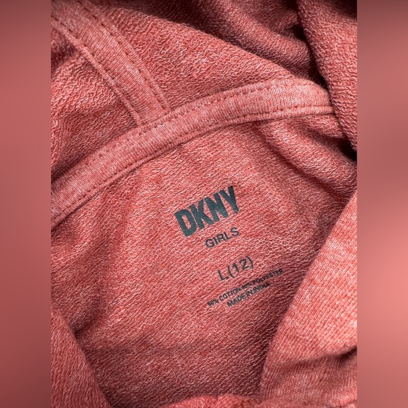 NWT DKNY Girls' Dress - Short Sleeve Oversize T-Shirt Dress with Hood L 12 - Picture 3 of 5